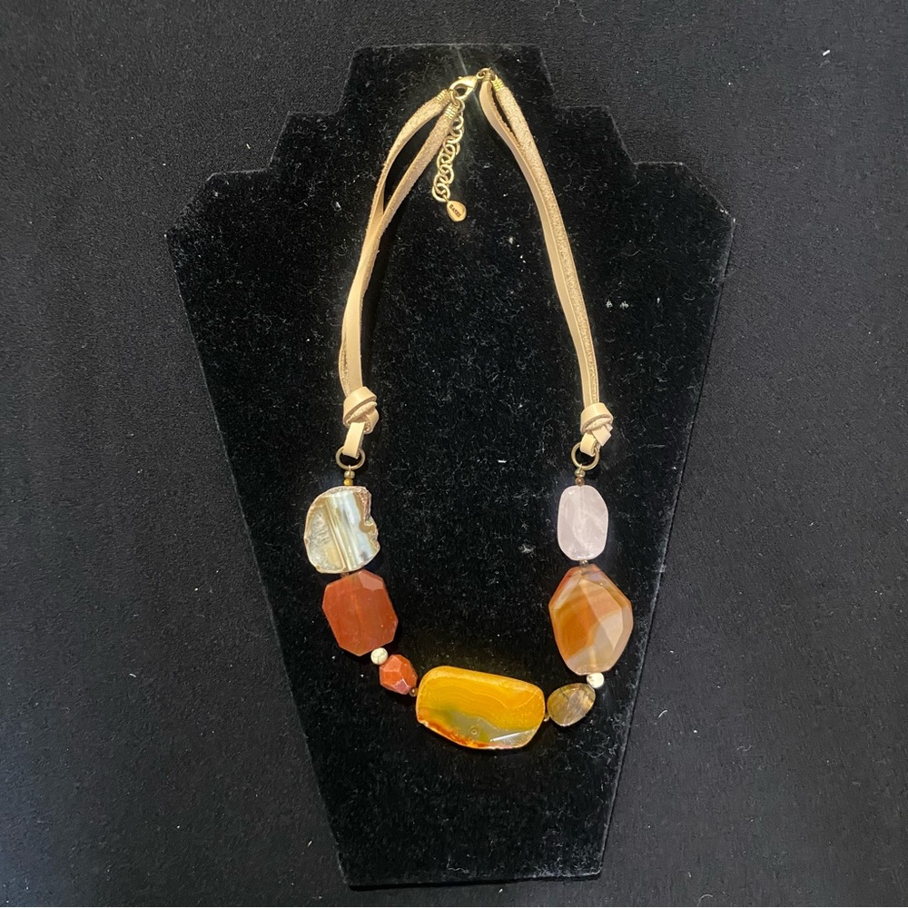 Studio Barse Gold Necklace with Multicolor Stones